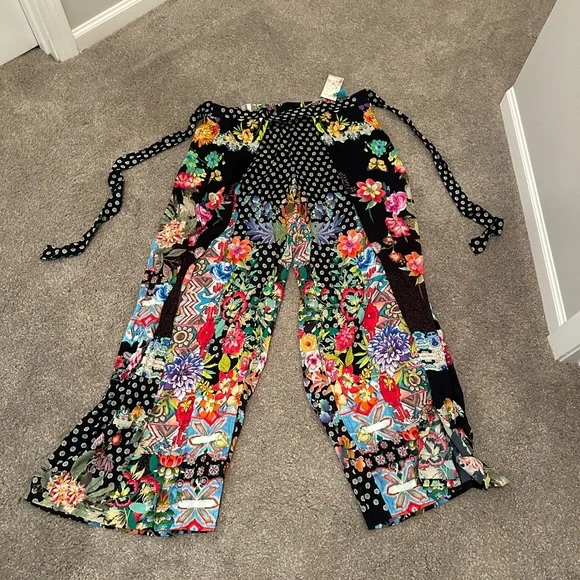 Johnny Was Multicolor Floral Patchwork Pants - Picture 1 of 14